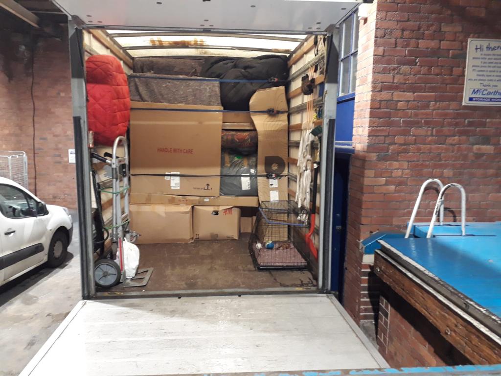 A Yorkshire van man van, full to the brim with boxes and furniture